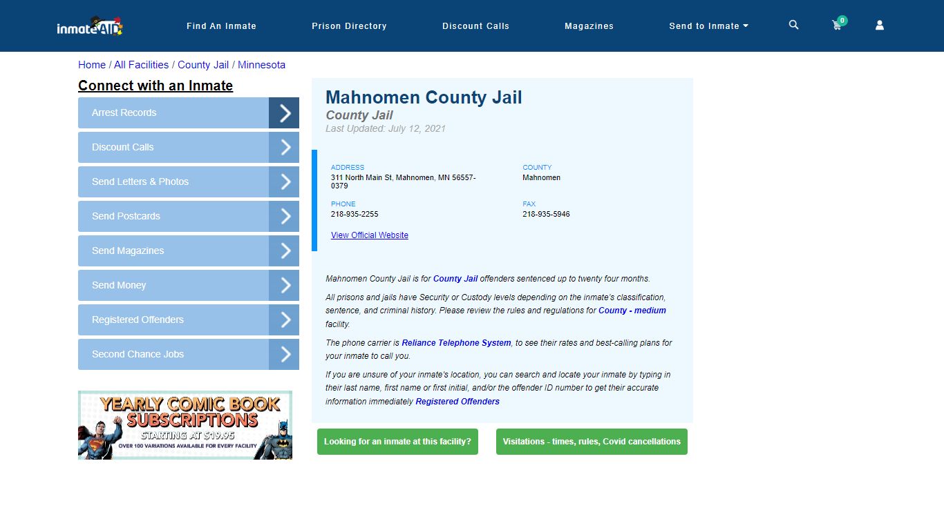 Mahnomen County Jail - Inmate Locator - Mahnomen, MN